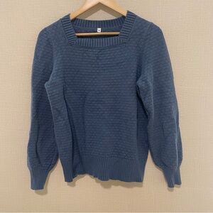 Indigo blue square neck sweater. Size medium